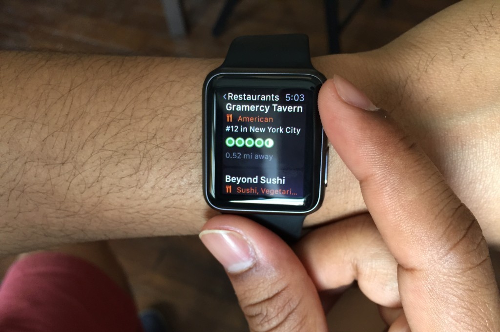 The Yelp app for Apple Watch. / Skift