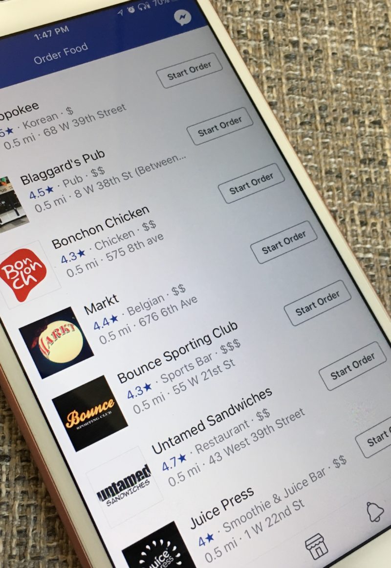 Facebook Ana’s integrated various services that allow users of its mobile app to order food for delivery / Skift