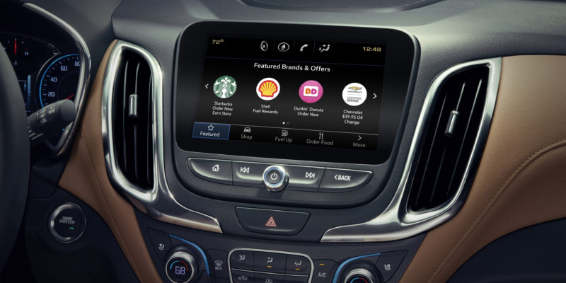 The new Marketplace feature in some General Motors cars allows passengers to order from fast food and coffee shops from their dashboard. / General Motors