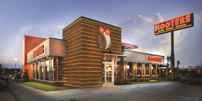 An architect's rendering of a Hooter's restaurant. The restaurant's parent company says it is experimenting with blockchain technology for its loyalty program. / Chanticleer Holdings