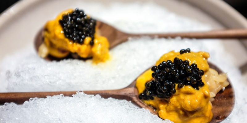 Uni caviar at San Francisco's Robin, one of Addison's most photogenic dishes of the year. - Bill Addison / <a href='https://www.eater.com/2018/1/8/16852046/best-food-photos-bill-addison-reviews-2017'>Eater</a>