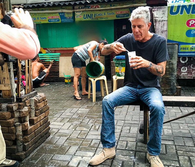 Anthony Bourdain filming an episode of 