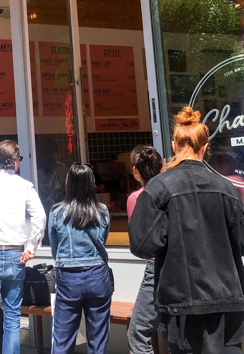 Lines outside a Cha Cha Matcha in midtown Manhattan. / Skift Table