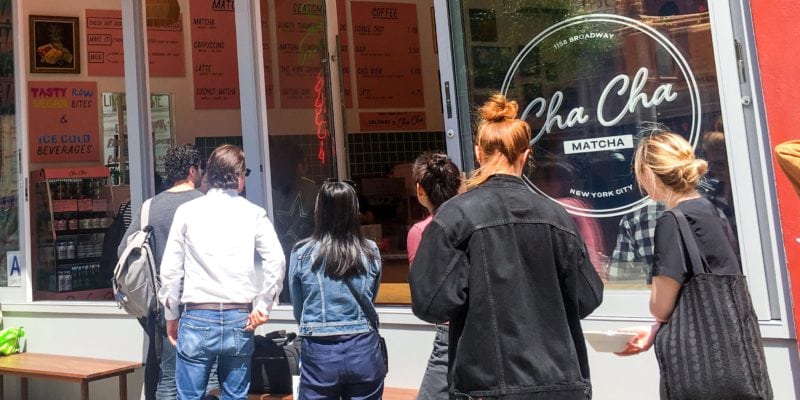 Lines outside a Cha Cha Matcha in midtown Manhattan. / Skift Table