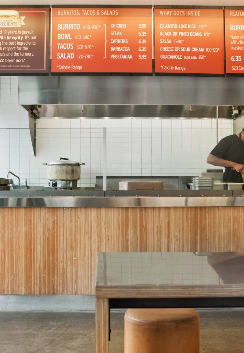 A Chipotle interior in Los Angeles, CA. The company is introducing new items under its recently installed CEO. / Chipotle