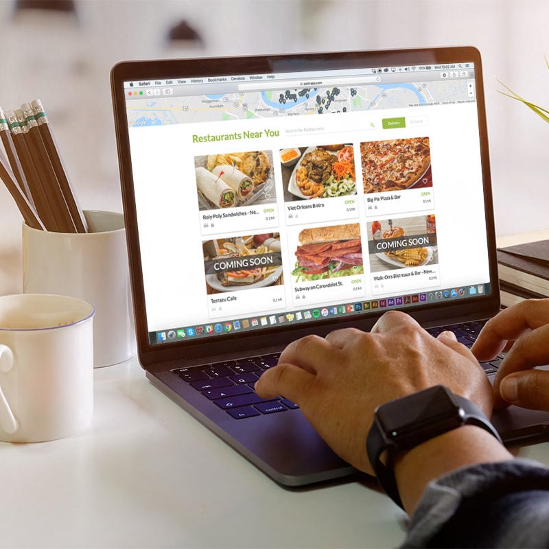 Waitr's online marketplace for food delivery. / Waitr