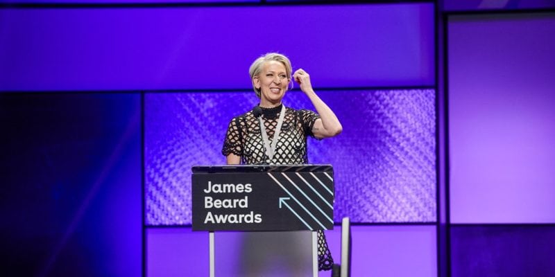 Chef Gabrielle Hamilton accepts the award for 2018 Outstanding Chef. / <a href='https://www.facebook.com/beardfoundation/photos/a.10156633665957240/10156638257572240/?type=3&theater'>James Beard Foundation</a>