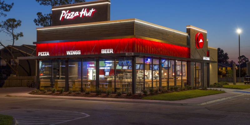 An exterior of a modern Pizza Hut. The brand has added cheaper items to create its own value meal proposition. / Pizza Hut