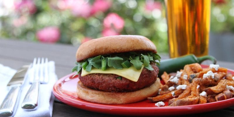 Beyond Meat's flagship product, the Beyond Burger. / <a href='https://www.facebook.com/pg/beyondmeat/photos/?ref=page_internal'>Beyond Meat Facebook</a>