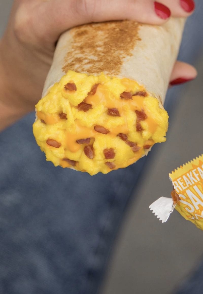 A breakfast burrito at Taco Bell. / Taco Bell