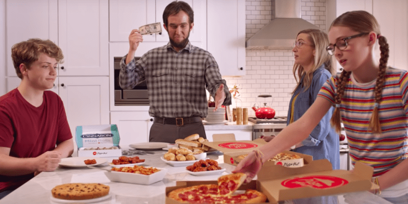 Screenshot of Pizza Hut's Abe Lincoln commercial / Pizza Hut