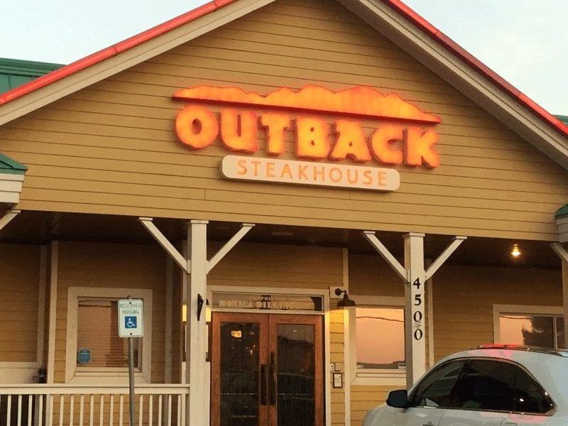 Same-store sales at Outback also improved for the ninth consecutive quarter. / Outback Steakhouse