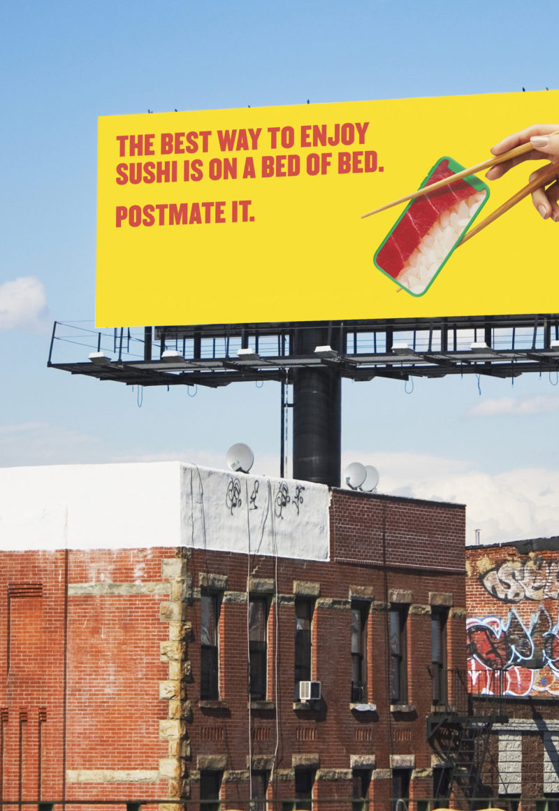 The latest Postmates ad campaign focuses on local businesses to engage consumers. / Postmates