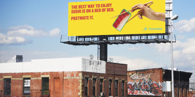 The latest Postmates ad campaign focuses on local businesses to engage consumers. / Postmates