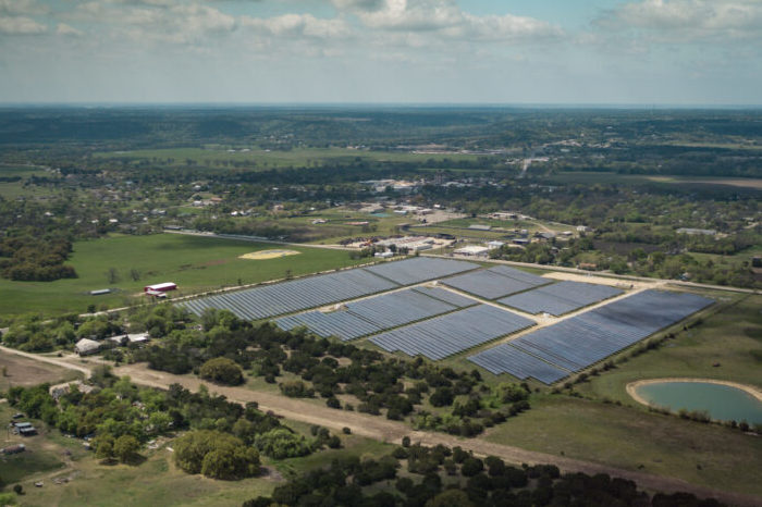The Yellow Jacket Solar Farm, located in Meridian, Texas, is an example of one solar farm Starbucks is investing in. / Starbucks